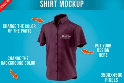 Men Short Sleeve Shirt Mockup PSD