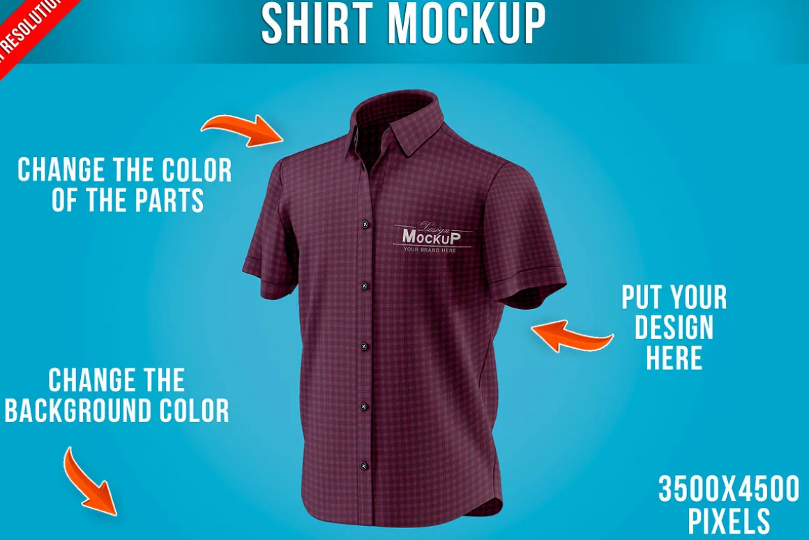 Men Short Sleeve Shirt Mockup PSD