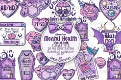 Mental Health Goth Clipart PNG pack