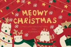Meowy Christmas • cards & elements