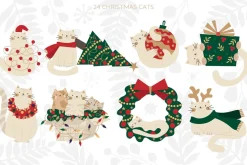 Meowy Christmas • cards & elements