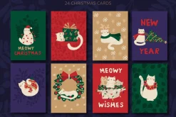 Meowy Christmas • cards & elements