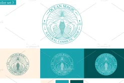 Mermaid logo. Set of 5 color