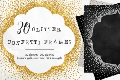 30 Metallic confetti frames