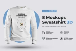 8 Mockups Mens 3D Sweatshirt
