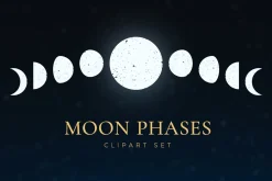 Moon Phases Clipart Set