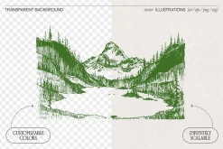 Mountain Peak Lake Vector