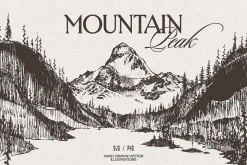 Mountain Peak Lake Vector