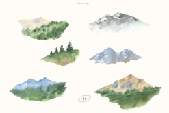 Mountains Meadow watercolor