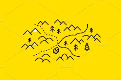 Mountains map, set graphic elements