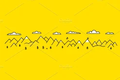 Mountains map, set graphic elements
