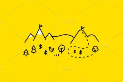 Mountains map, set graphic elements