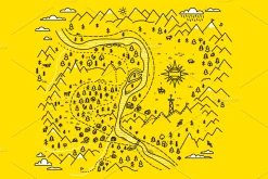 Mountains map, set graphic elements