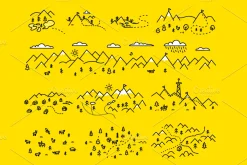 Mountains map, set graphic elements