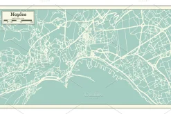 Naples Italy City Map in Retro Style