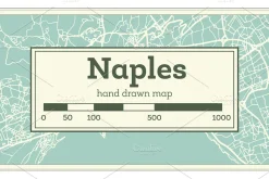 Naples Italy City Map in Retro Style