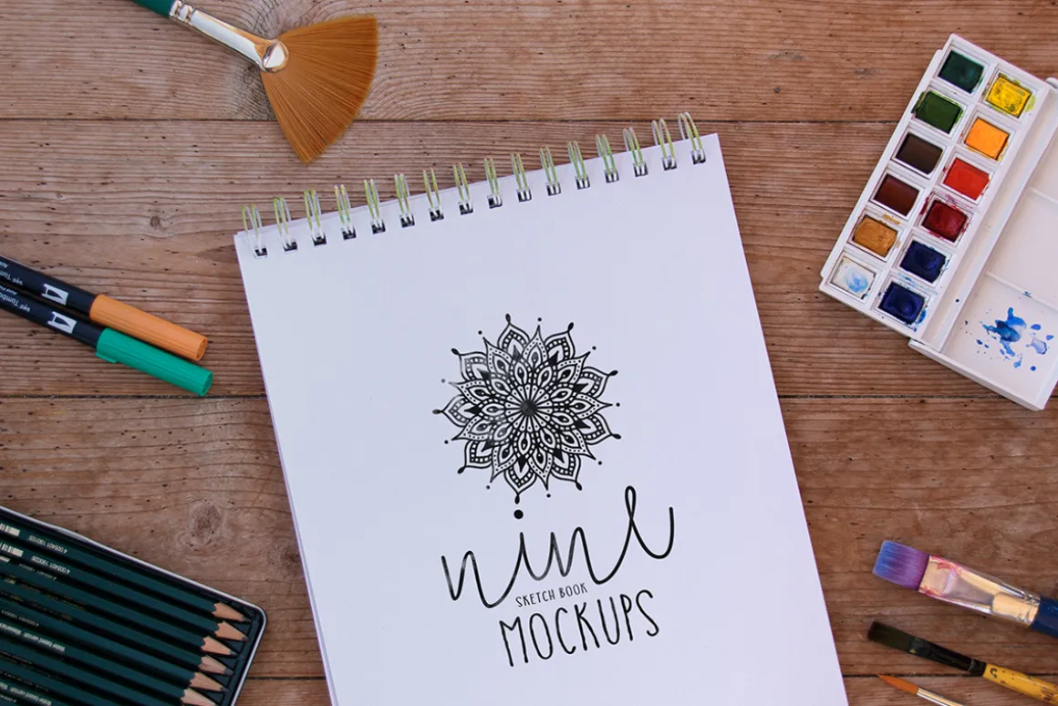 9 Natural Sketch Book Mockups