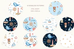NAUTICAL FRIENDS. Watercolor