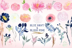 Navy blue & blush pink flowers