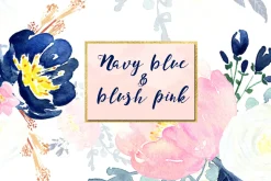 Navy blue & blush pink flowers