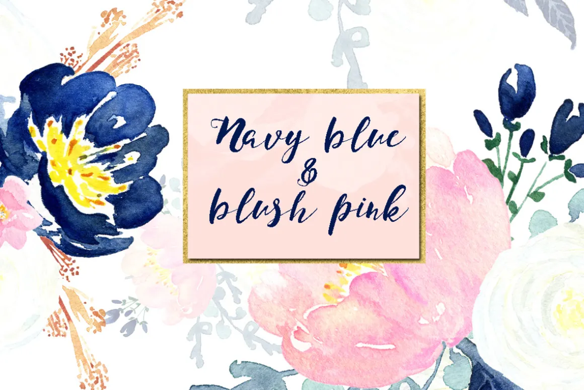 Navy blue & blush pink flowers