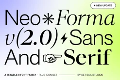 Neo Forma (NEW v2.0) 8 Fonts + Icons