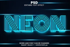 Neon 3d Editable Psd Text Effect