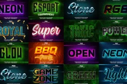 15 Neon 3d text effect font Bundle