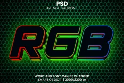 15 Neon 3d text effect font Bundle