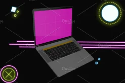 Neon Macbook Pro Mockup V.2