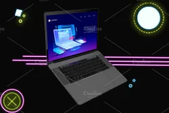 Neon Macbook Pro Mockup V.2
