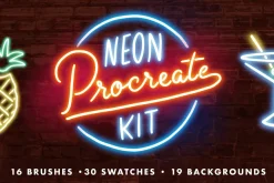 Neon Procreate Brush Kit