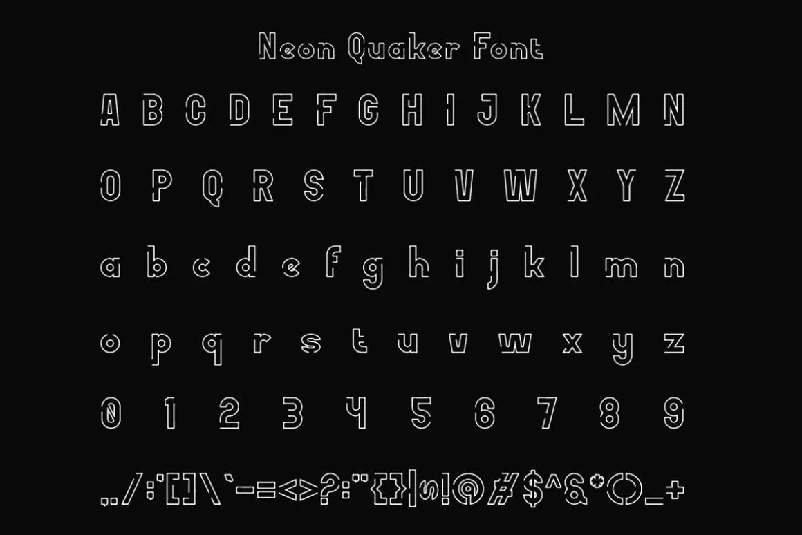 Neon Quaker - Outline Round Font
