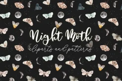 Night Moth. Watercolor Patterns