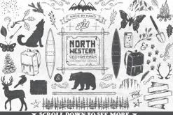 North Western Font + Vectors BUNDLE