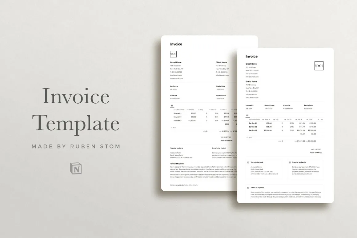 Notion Invoice Templates