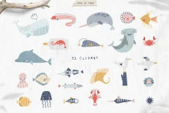 Ocean Life. Nautical Illustrations.