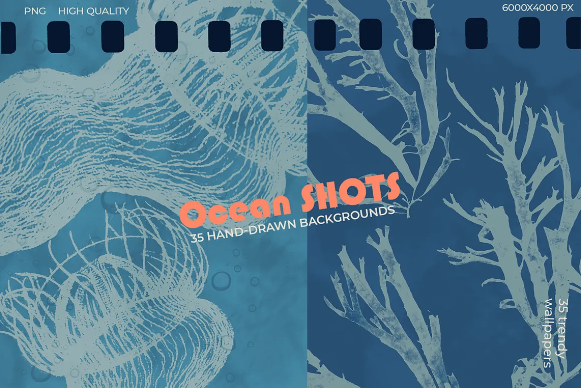 Ocean Shots hand drawn backgrounds