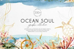 Ocean watercolor sea animal nautical