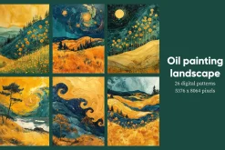 Oil painting landscape Illustrations