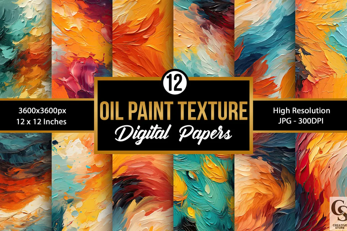 Oil Paint Texture Digital Papers