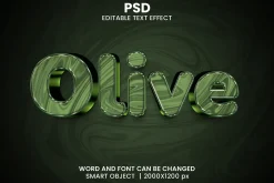 Olive 3d Editable Psd Text Effect