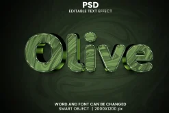 Olive 3d Editable Psd Text Effect