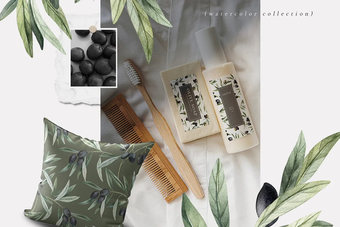 Olives. Watercolor collection