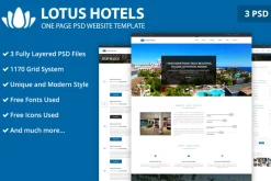 One Page Hotels PSD Website Template