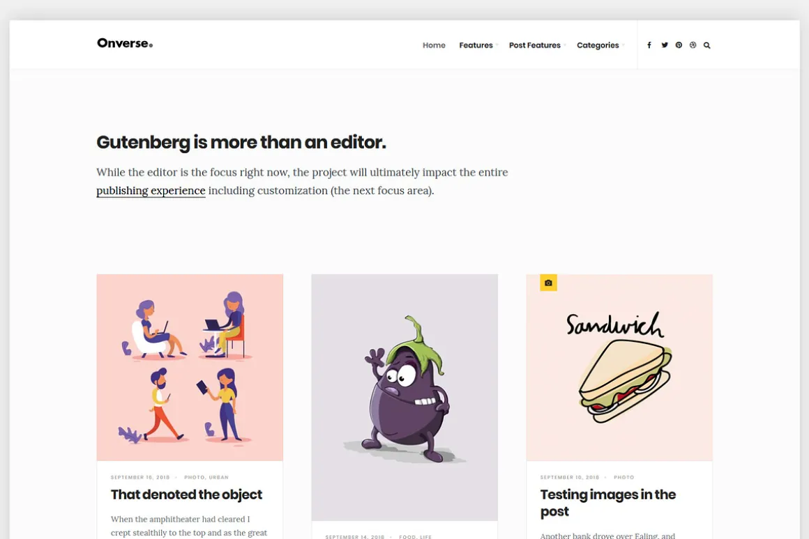 Onverse - Minimalist Gutenberg Theme