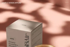 Open Cosmetic Jar with Box Mockup