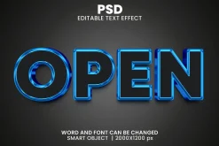 Open Blue 3d Editable Text Effect