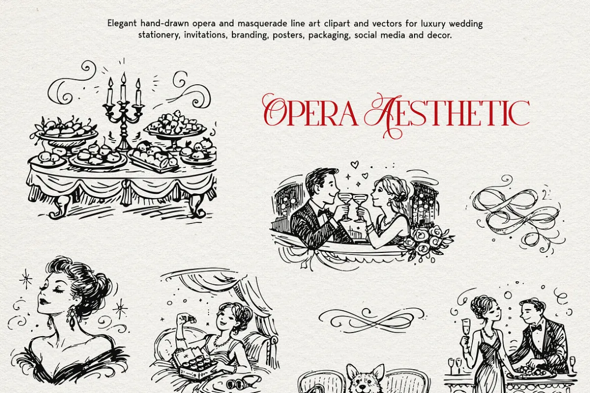 Opera Aesthetic: Vector Line Art