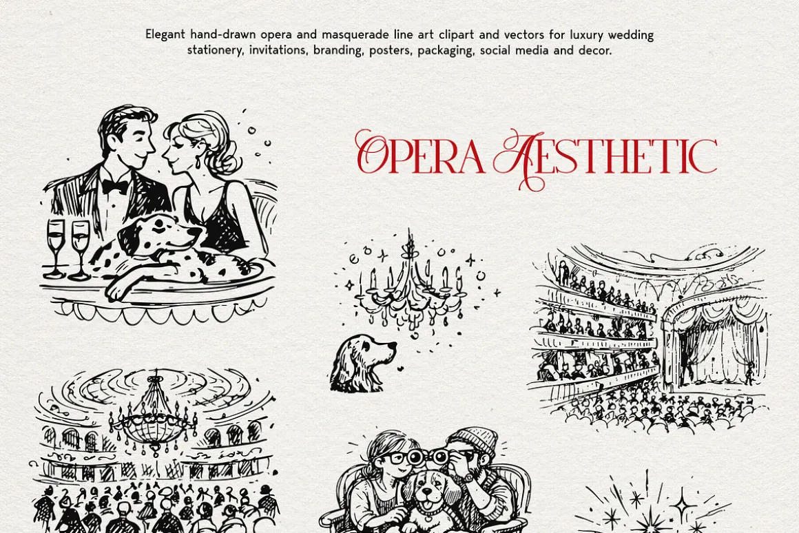 Opera Aesthetic: Vector Line Art